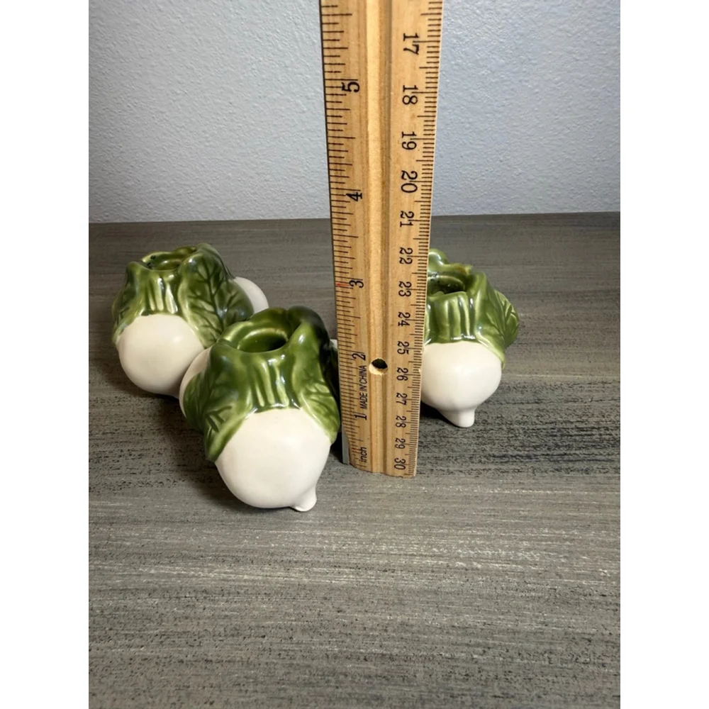 WILLIAMS SONOMA Farm Stand RADISH Tiny Taper Candle Holders Farmhouse Decor x 3